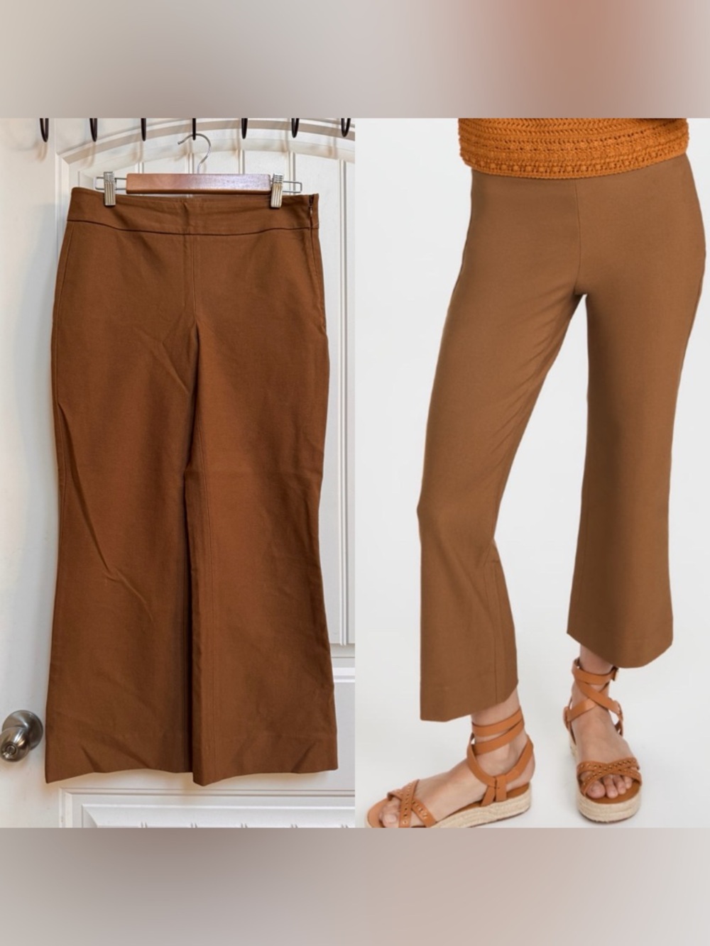 Vince Mid-Rise Kick Flare Cropped Pants in Toffee. Size 4